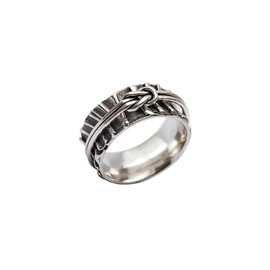 Energy Stone CONNECTED KNOT Meditation Spinning Ring in Sterling Silver (EU83), 60 (19.1), Metal, No Gemstone