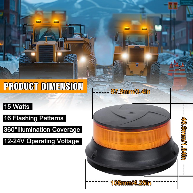 I LITTON 2-in-1 Amber Beacon Lights, 16 Modes, 90 LEDs