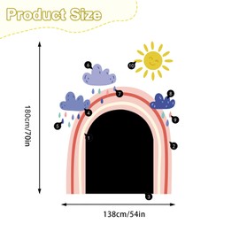 Magnetic Chalkboard Wall Peel and Stick Exclusive Rainbow and Cloud Wallpaper 54" Wx70 H Roll Magnetic Arch Chalkboard for Wall Self Adhesive Wall Sticker for Office School Playroom Bedroom, Black