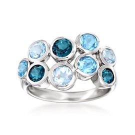 Ross-Simons 2.50 ct. t.w. Tonal Blue Topaz Bubble Ring in Sterling Silver. Size 10