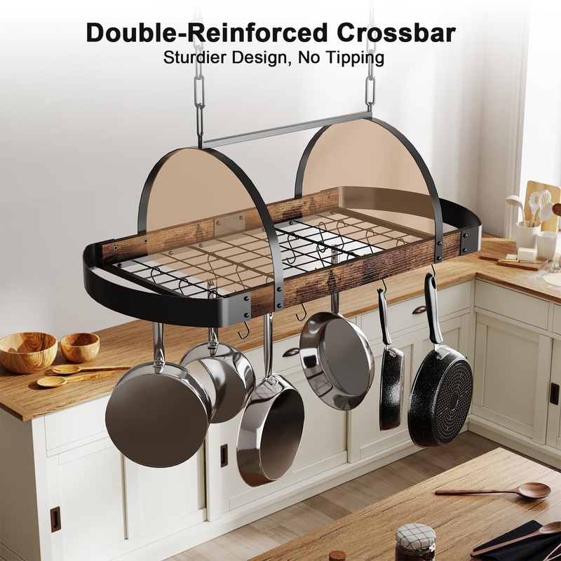 Chloraeon Hanging Pot Rack,32-Inch Ceiling Pot Rack for Kitchen,Space-Saving Pot