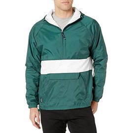 Charles River Apparel unisex adult & Water-resistant Pullover Rain (Reg/Ext Sizes) Windbreaker Jacket, Forest/White, Small US