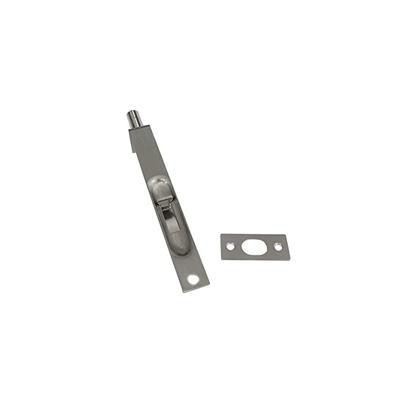 QCAA Solid Brass Flush Bolt, Square Shape, 6", Brushed Satin
