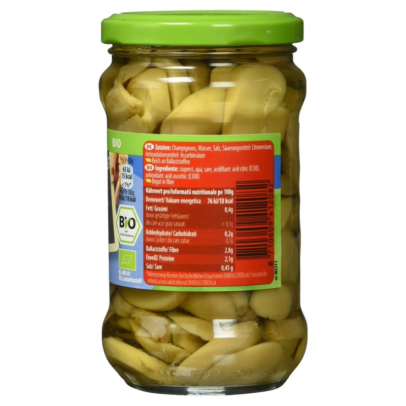 Lutece Organic Mushrooms in Slices, 280 g, Drained Weight 170
