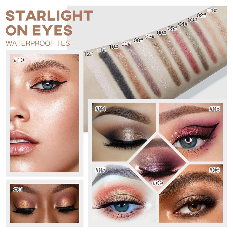 LOKFAR Cream Eye-Shadow Stick, Waterproof Cream Eyeshadow Pen Rotatable Creamy