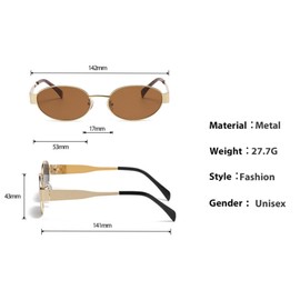 bingdwendwen Retro Oval Sunglasses for Women and men,Stylish Polarized Trendy Classic Shades UV400-Retro Metal Frames (Gold/Brown Lens)