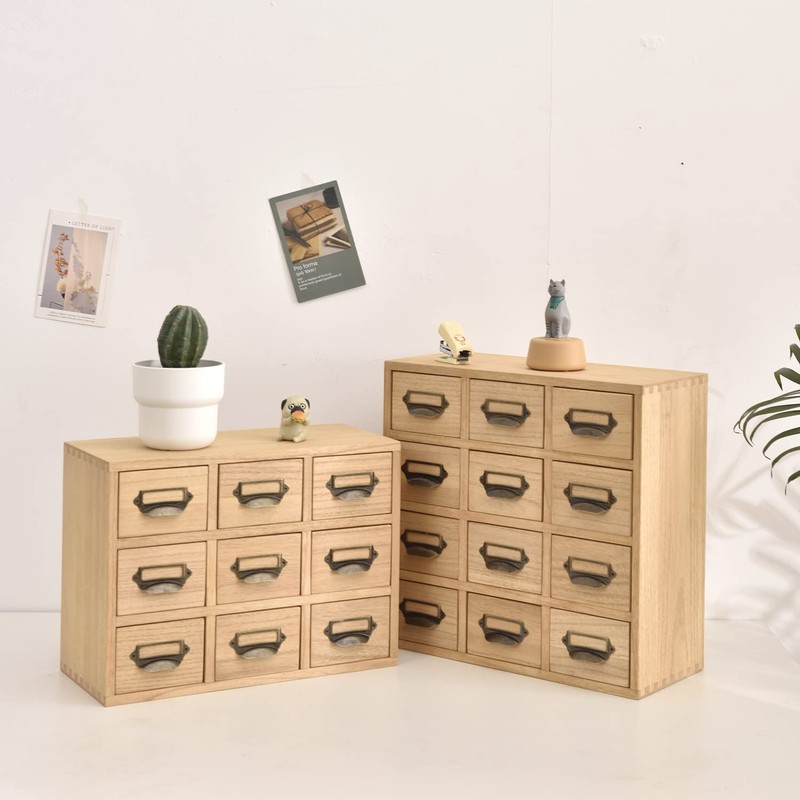 KIRIGEN Wood Drawer Organizer Desktop Storage Cabinet Box Drawers for