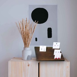 LUBANHAND 2pcs Wooden Portable Earring Display Stand Greeting card Business Card display Stand Earring card holder display stand for vendors Earring Cardboard for Selling Dark Brown