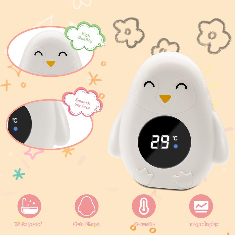 Baby Bath Thermometer, Digital Water Thermometer, Baby Thermometer with LED