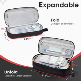 Sooez Large Pencil Case Pouch, Big Capacity Pencil Bag, Portable Stationery Pen Pouch, Sturdy Pen Holder Organizer with Handle, Aesthetic Teacher School Classroom Supplies for Girl Teen Women Purple