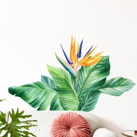 Watercolor Tropical Jungle Monstera Wall Decals Peel and Stick, Rainforest Green Plants Palm Leaf Wall Sticker Large Banana Leaf Room Wall Decor Decals