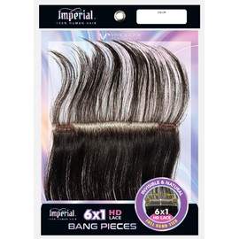 Vivica A. Fox IMPERIAL, HDBPF6, Human Hair, 6X1 HD Lace Fringed Bang, 6 Inch Invisible Hair Line & Natural Baby Hair, Full Hand-Tied Replacement Hairpiece 2 Clips for Easy Install (2 Dark Brown)