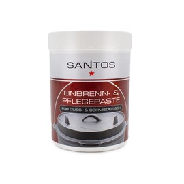SANTOS Burning & Care Paste – Cast & Wrought Iron – 250 ml – Care & Protection – Fire Pots, Plancha, Cast Iron Racks, Dutch Oven, Pans – Long-lasting