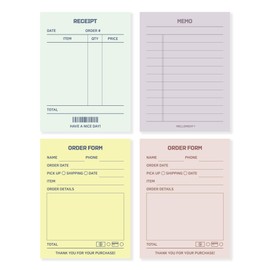 Day By Day Mini Planner Pads, Aesthetic Korean Style Tear-off Planning Pad, Pack of 4 Designs, 50 Sheets each design (Total 200 Sheets), Lovely Assorted Color, Portable Size 3.15 x 4.13", SET_F [ Order Form A + Order Form B+ Receipt + Memo Pad ]