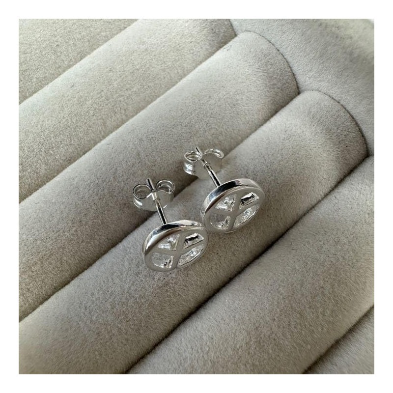 Sterling Silver Peace Sign Stud Earrings