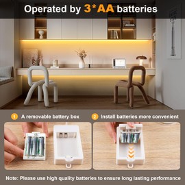 BSGlobal 2 Pack COB LED Strip Light Battery Operated, 6.6Ft 640 LED High Bright Strip Lights, Flexible Cuttable Wireless Click Light for Cabinet Wardrobe Kitchen Bedroom - 2700K Warm White