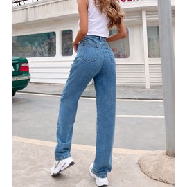 Regular Relaxed Fit Straight Leg High Waisted Trendy Vintage Boyfriend Jeans for Women Juniors Mom Fit Jeans