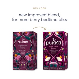 Pukka Organic Night Time Berry Herbal Tea with Chamomile, Echinacea, and Elderberry, Caffeine Free, 20 Total Tea Bags