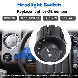 WMPHE Headlight Switch Replacement for SW6637 Headlight Lamp Fog Switch Compatible with 2009-2014 Ford F150 2011-2016 Ford F250 F350 F450 F550 Super Duty Replacement for 9L3Z11654CA HLS1463 1S11241