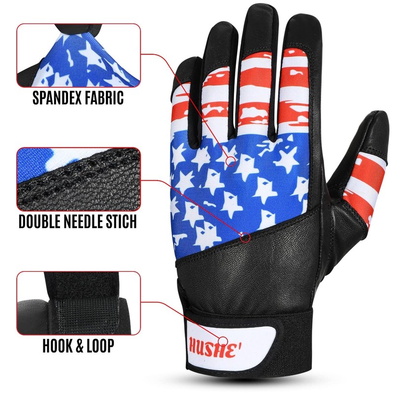 Hushe' Baseball Batting Gloves (Large, Adult)