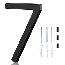 5 Inch Floating House Number Acrylic Modern House Address Numbers with Nail Kits for Outside Door Garden Mailbox Decor Visibility Signage - Number 7, Black