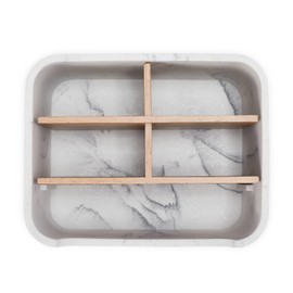 SZYRL Desk Organizer, Marble Remote Holder for Table, Modern Office Controller Pen Phone Holder Organizer, Stylish Caddy and Storage Accessories for Bedside Nightstand Desktop Coffee Table