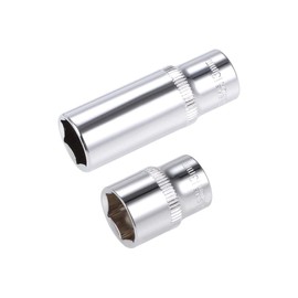 TOP-VIGOR 2Pcs 1/4-Inch Drive by 13mm Deep and Shallow Socket, Cr-V Drive Socket, 6-Point, Metric for Auto Repairing and Household