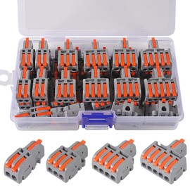 30Pcs 1 in 2 3 4 5 Out Lever Wire Connectors Compact Quick Connectors with Lever Nuts Buckets of Lever Operated Splicing Multiple Way Circuit Inline Splices Butt Push-in Terminal Block Connectors