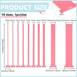BENECREAT 10pcs Acrylic Bookbinding Spacer Tools, Pink T Shape Straight Edge Book Binding Kit for Making Books with Double Cover Structure, Album Cover, 3/4/5/6/7/8/9/10/19.5/29.5mm