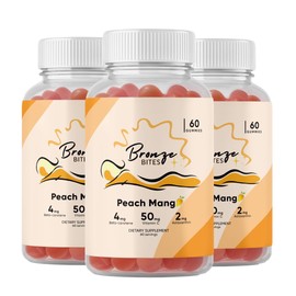 Bronze Bites Tanning Gummies, Daily Tanning Gummies, Super Tanning Daily Gummies with Beta-Carotene & Lycopene & Astaxanthin, Natural Tanning Supplement, Vegan, Non-GMO - 180 Gummies – Pack of 3