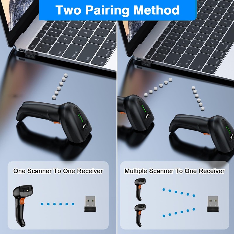 Alacrity 2.4GHz Wireless Laser Barcode Scanner,100 scans/sec,Compatible with Windows/Mac/Android/Linux,40 Hours