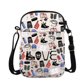 ZJXHPO Hockey Equipment Bag, Red, Hockey Bag, L 7.5" x W 1.8" x H 8", Cross-Body, 3 Compartments (C-Hockey Love CB)