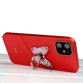 SPRINT4DEALS Cell Phone Ring Holder – Butterfly Design Phone Grip Stand with 360° Rotation, Finger Ring Kickstand for Smartphone Mobiles and Tablets, Adjustable Holder for Hands-Free Use (Red)