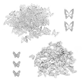 160 Pieces Silver Butterflies, 3D Butterfly Nail Art Decoration, Mini Metal Butterfly Decoration, Nail Gem Accessories, DIY Craft Decoration