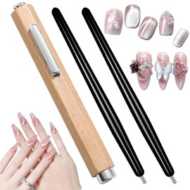 1pcs wooden cigar 3-in-1 magnet 2pcs magnetic pens, 3 In 1 Multifunctional Powerful Magnetic Cat Eye Gel Nail Polish Steel Ball Suction Art Design Accessories, Wood Tools for Home Diy Salon Studio