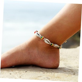 SAFIGLE Boho Wood Beads Anklet Shell Ankle Chain Knitted Fashion Jewelry for Women Beach Party Accessory