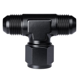 VehiMata 6AN Male Flare Tee Fitting Adapter with AN6 Female Swivel On Side Aluminum Black