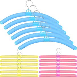 Geelin 18 Pieces No Shoulder Bump Hangers Foam Padded Adjustable No Slip Bendable Hangers for Women Clothing Coat Sweater Clothes(Blue, Yellow, Pink)