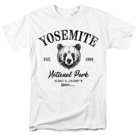Yosemite National Park Bear Icon Unisex Adult T Shirt, White, X-Large
