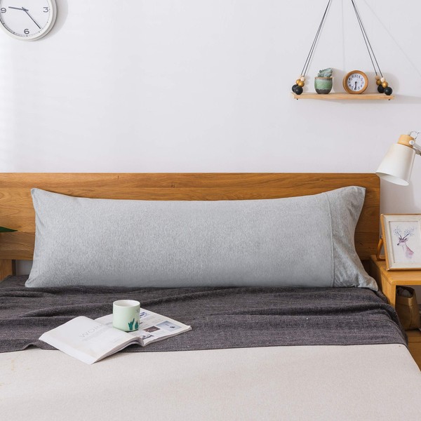 Household 100% Jersey Cotton Pillowcase 20”x54”-Light Weight, Comfortable, Extremely Durable(Grey,