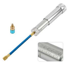 AC Oil and Dye Injector Screw-in Type AC Oil Injector Tool 2Oz AC Dye Kit with Scale, R410A R134A Refrigerant Recharge Kit HVAC, Engine Oil Dye Injector Automotive with R134A Coupler & 1/4" SAE Thread