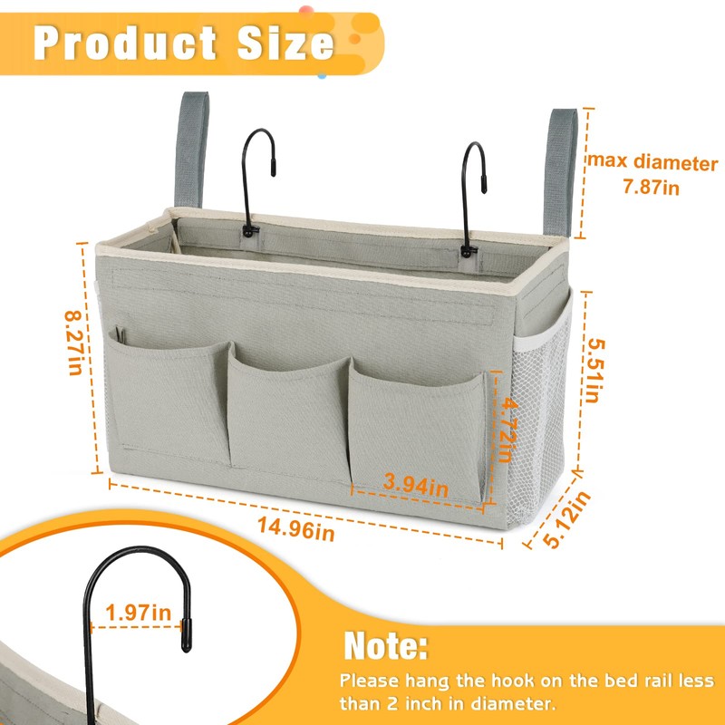 Lilithye Bedside Storage Organizer with Fixed Straps and Water Bottle