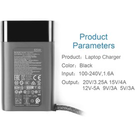65W USB-C Charger Compatible with HP L04650-850 TPN-LA12 TPN-DA13 Spectre 13 x360 2019 13-AP Folio 13-ak0000 Elite x2 1013 G3, Elite Dragonfly, EliteBook x360 1030 G3 1040G4 G5