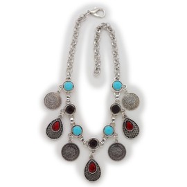 TrendyFashionJewelry Women Fashion Western Brown Boot Bracelet Chain Shoe Anklet Ethnic Turquoise Charm Silver Silver turquoise blue brown One size - adjustable size