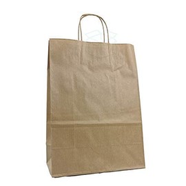 We Can Source It Ltd – Decomposable Brown SOS Kraft Paper Luxury Party Bag with Twist Handles – Small Size Paper Bag – Fully Compostable & Biodegradable – For Indian Chinese Takeaway – 25Pc