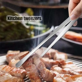 2 Pack 12-Inch Professional Kitchen & Cooking Tweezers Tongs, Extra-Long Tweezer with Round and Straight Tips for Baking, Stainless Steel Food Tweezers, Premium Quality, Multi-use