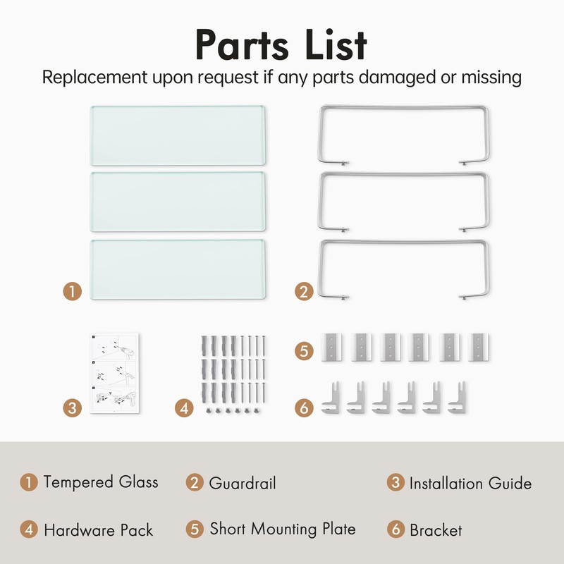 KES 3 Pack Glass Shelf for Bathroom, Glass Bathroom Shelf