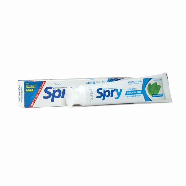 Spry Xylitol Toothpaste, Fluoride-Free, Natural Peppermint, Anti-Plaque and Tartar Control, 5 oz (Pack of 3)