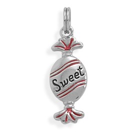 Sterling Silver Womens 30" 1mm Box Chain 3D Individually Wrapped Hard Candy Pendant Necklace