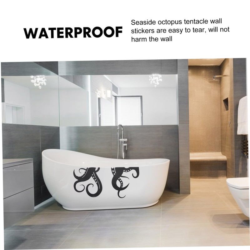 TOVINANNA 4sheets Octopus Wall Stickers Funny Toilet Decor for Bathroom